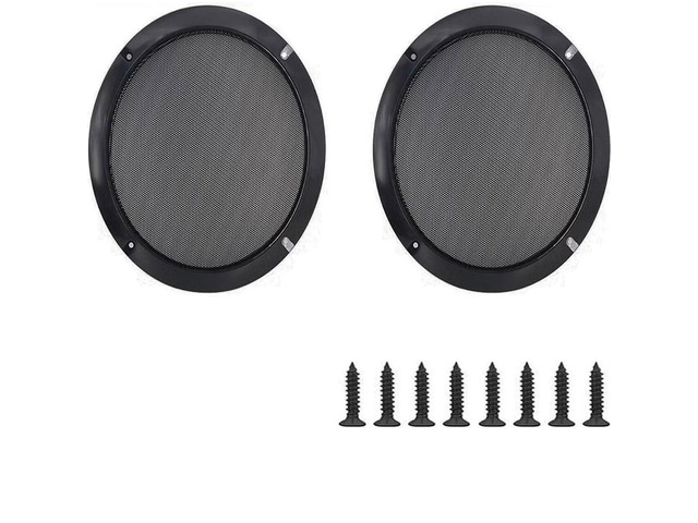 8' Universal Speaker Grille Mesh Cover, Round Decorative Ring Woofer Protection Grille Protective Cover for Cars Home Stereo DIY Accessories Black...