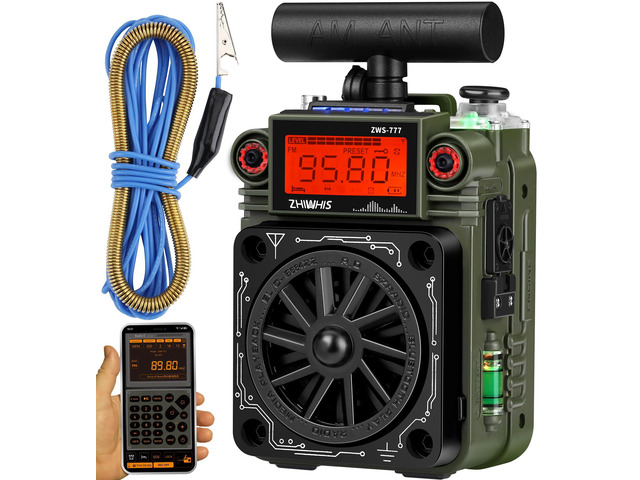 AM FM Shortwave Radio with Bluetooth and NOAA Alert, Small Rechargeable Radios with APP Control, Bass, SOS Alarm, Preset, T-Type Antenna, Emergency...