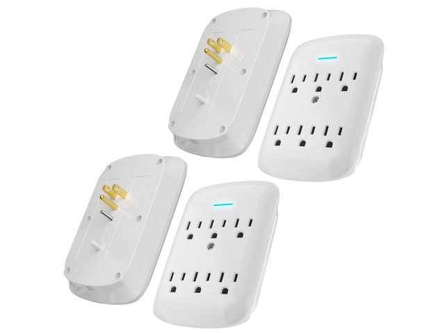 6 Outlet Extender Surge Protector 4 Pack, 980 Joules 3-Prong Grounded Electrical Plug Outlets, Wall-Mountable Power Adapter Wall Tap with Indicator...