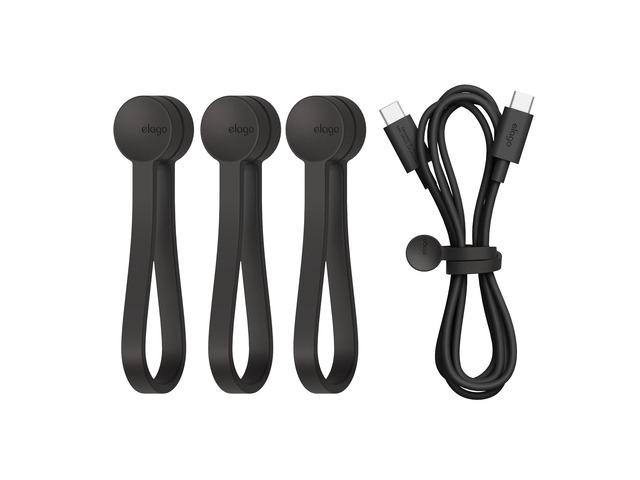 3 Pack Magnetic Cable Ties Premium Silicone Cord Organizer, Reusable Strong Magnet Cable Organizer, Elegant Desk Management Solution (Black)