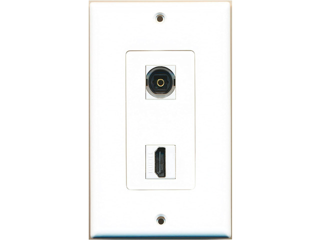 1 Toslink Digital Audio Port and 1 HDMI Port Wall Plate Decorative White