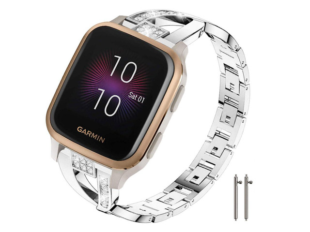 Compatible for Garmin Venu Sq Band,Women Metal Replacement Chain Bling Bracelet Strap Wristband for Garmin Venu/Venu Sq/Venu Sq Music,Vivoactive...