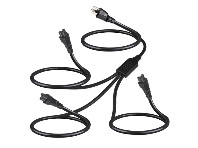 Triple C5 Splitter Power Cord 6FT, NEMA 5-15P to 3X IEC 60320 C5 Female, 1 Outlet to 3 Devices AC Power Cable, Cloverleaf Y Splitter Cord for...