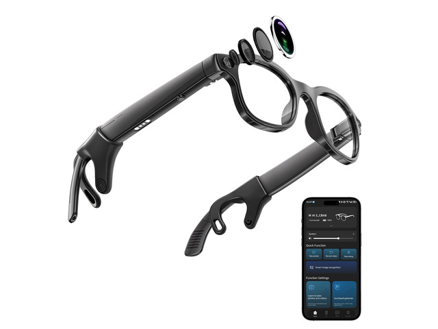 Smart Glasses with Camera, Bluetooth Music, 800W HD Camera Glasses for Video Recording, Photo Shooting, Voice Recording, AI Glasses for Men Women...