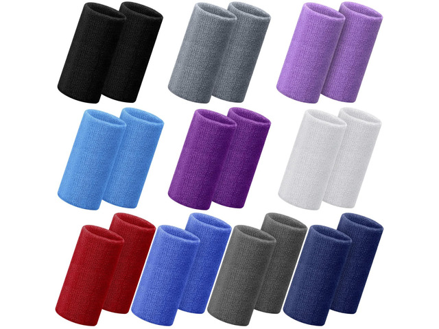 4 Inch Wrist Sweat Bands for Men Women Absorbent Tennis Wristbands Cotton Terry Cloth Sports Wrist Sweatbands for Tennis Basketball Football...