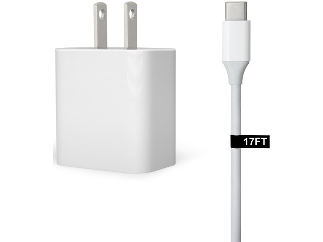 30W USB-C Fast Charger and Cable Compatible with Samsung Products, Samsung Phones, Tablets and Other USB-C Devices White (17-Foot, 1-Pack)