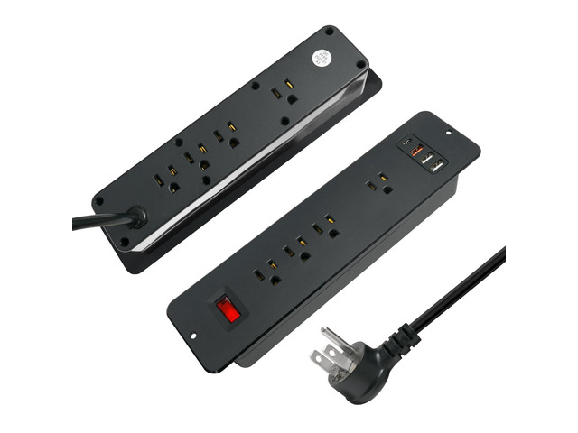8 Outlets Dual Side USB C Recessed Power Strip Flush Mount Charging Station Built in Desk Multiple Power Socket for Furniture Cabinet Table...