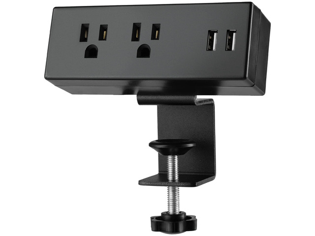 Desk Clamp Power Strip with USB Ports Desktop Mounted Power Outlets Table Edge Power Charging Station 6.56 FT Extension Power Cord for Home Office...