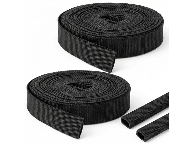 Heavy-Duty Hydraulic Hose Protector and Welding Sleeves, 2-Pack Nylon Cable Wrap, 33 ft Length, Black Protective Sheath for Torch, Cords, and Tubing