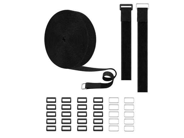 1.5'x18Ft Reusable Heavy Duty Hook and Loop Straps With 30 Buckles Adjustable Fastening Cable Straps,Cut-to-Length Cinch Strap,Black Nylon Cord...