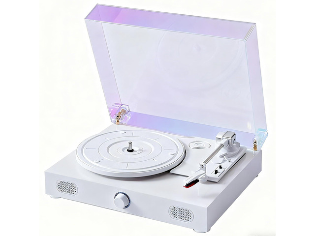 Vinyl Record Player with Speakers, 3-Speed Vintage Turntable for Bluetooth Vinyl Records, Belt-Driven Turntable, Built-in Dual-Track Speakers, with...