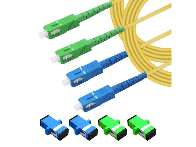SC to SC Fiber Optic Patch Cable,SC/UPC - SC/APC - SM Singlemode Simplex Fiber Optic Jumper Cord with 2 SC to SC UPC and 2 APC Fiber Coupler Flange...