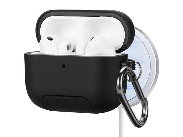 Magnetic Lock Lid Case Compatible with AirPods Pro 3 Built-in Phone Stand, MagSafe Ready, Shockproof Protective Cover with Lanyard