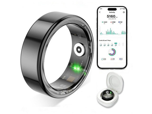 Smart Ring for Women Men,Fitness Tracker Ring with Heart Rate, Sleep Monitoring, Blood Oxygen, Step Counting for iOS and Android, No Subscription...