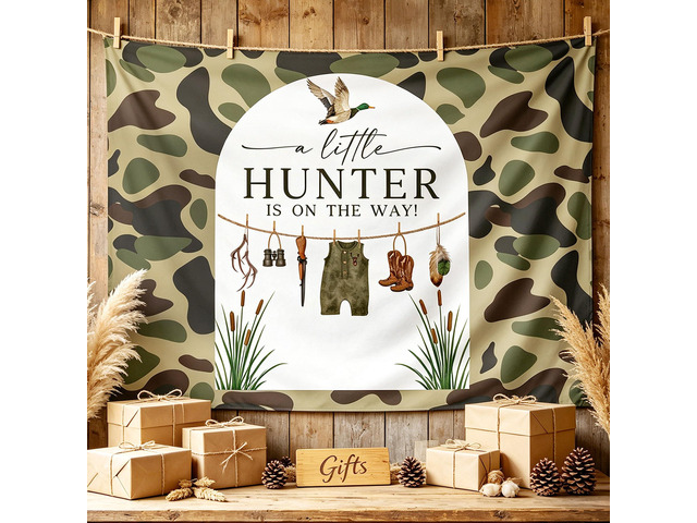 Duck Hunting Baby Shower Backdrop A Little Hunter is on the Way Baby Shower A Little Hunter is on the Way Backdrop Hunting Duck Baby Shower...