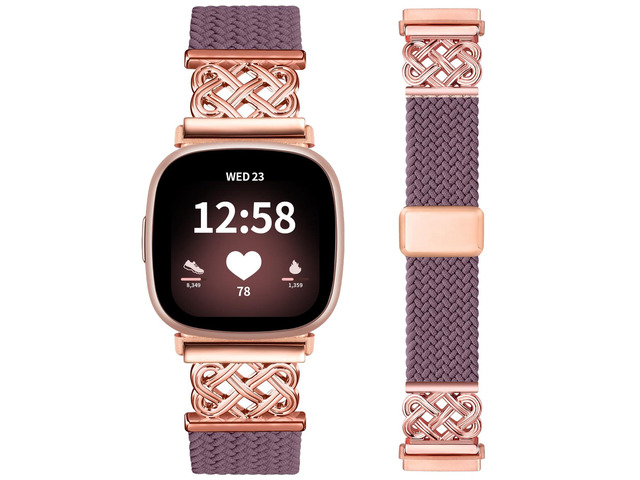 Celtic Heart Knot Braided Band Compatible with Fitbit Versa 4/Versa 3/Sense 2/Sense Bands for Women Men, Elastic Nylon Sport Loop Adjustable...
