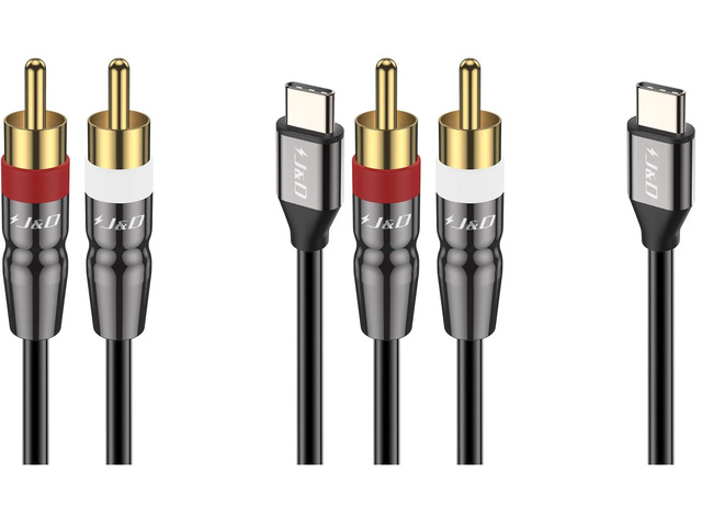 USB C to 2 RCA Cable, USB Type-C to 2RCA Male Audio Stereo Y Splitter Cable Cord Compatible for iPhone 16/17 Series, Google Pixel 10/9/8, MacBook...