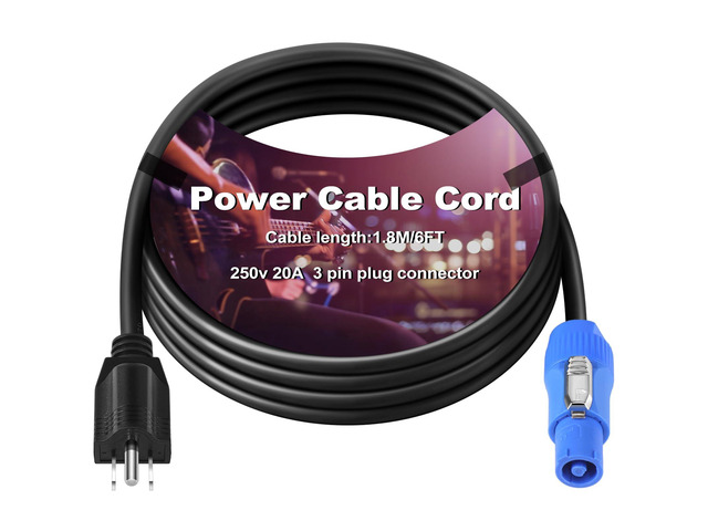 6ft Power Cable Cord Compatible with Nema 5-15p to Male Connector, 16 Awg Wire, 20a 3 Pin Ac, Power Extension Cable for LED Screen Beam Moving Head...