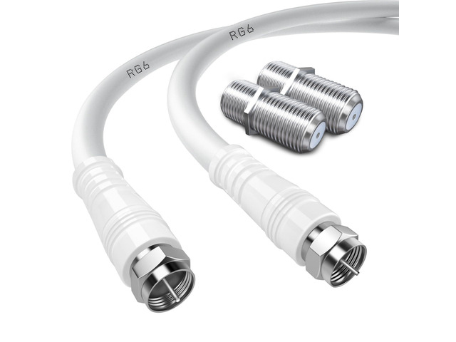RG6 Antenna Cable, F Type Male to F Male High-Speed RG6 TV Coaxial Cable with F Type Female Gender Changers Connector 75 Ohm, for Cable Box, TV,...