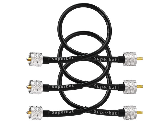 RG8x CB Coax Cable 1ft 3-Pack UHF PL259 Male CB Antenna Cable Low Loss 50 Ohm pl259 jumper for CB HAM Radio, HF VHF Radio, Antenna Analyzer, SWR...