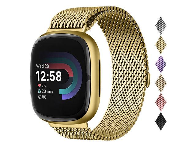 Metal Band Compatible for Fitbit Versa 4/Sense 2/Versa 3/Sense Milanese Wristband for Men Women,Stainless Steel Magnetic Mesh Loop Replacement Strap