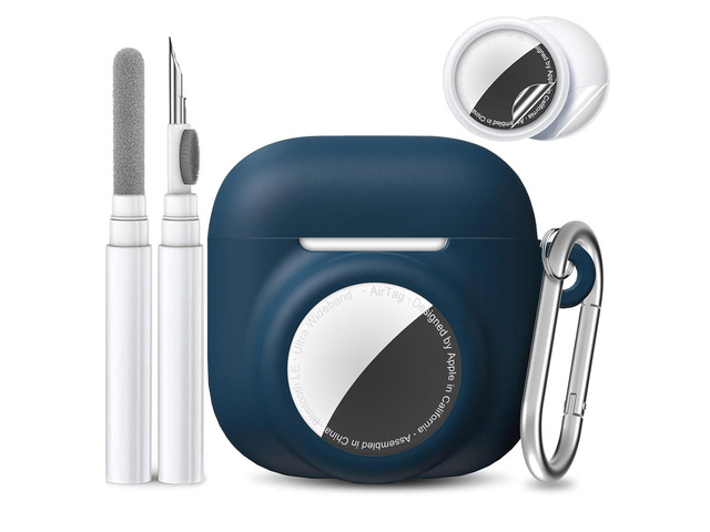 2 in 1 Silicone Case Compatible with AirPod 4 and Air Tracker Tag,Anti-Scratch Anti-Lost Protective Skin Cover for AirPods 4th Generation with 2...