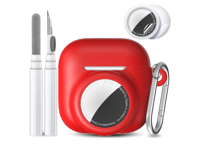 2 in 1 Silicone Case Compatible with AirPod 4 and Air Tracker Tag,Anti-Scratch Anti-Lost Protective Skin Cover for AirPods 4th Generation with 2...