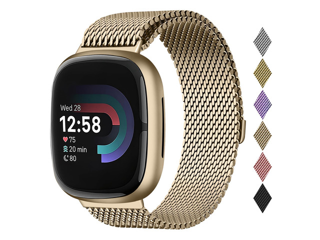 Metal Band Compatible for Fitbit Versa 4/Sense 2/Versa 3/Sense Milanese Wristband for Men Women,Stainless Steel Magnetic Mesh Loop Replacement Strap