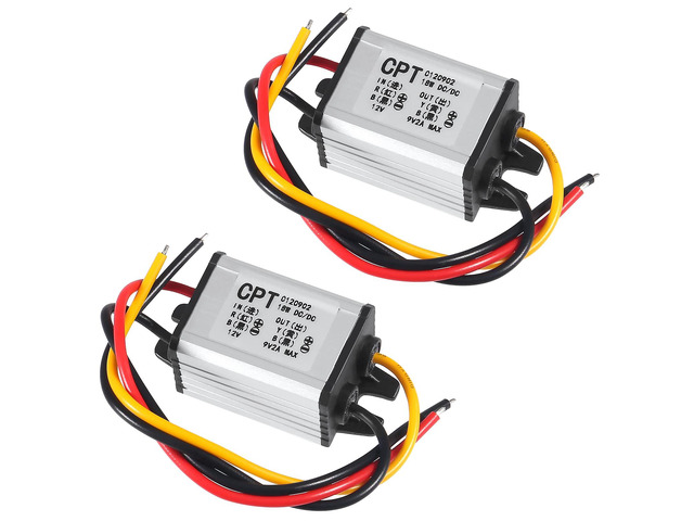 2pcs 12V to 9V Buck Converter DC 8-35V to 9V 2A 18W Voltage Regulator Power Supply Module, 9V 12V 24V Waterproof Car Volt Step Down Buck Converter