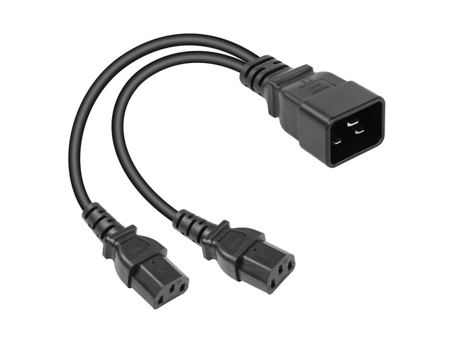 IEC 320 C20 to Dual C13 Power Cord,C20 Male to 2 x C13 Y Splitter Adapter Extension Power Cable Cord(Black C20 to Dual C13)