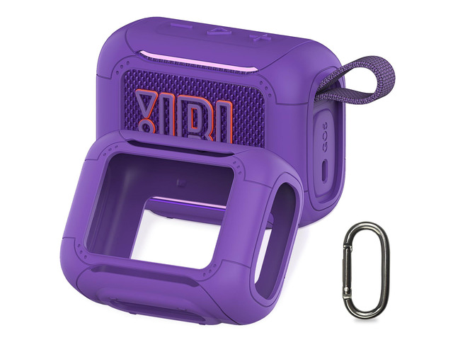 Silicone Cover Case for JBL Go 5 Portable Bluetooth Speaker Go 5 Speaker Accessories, Protective Case with Metal Carabiner, Shockproof and...