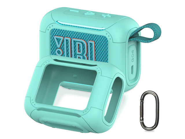 Silicone Cover Case for JBL Go 5 Portable Bluetooth Speaker Go 5 Speaker Accessories, Protective Case with Metal Carabiner, Shockproof and...