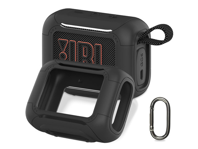 Silicone Cover Case for JBL Go 5 Portable Bluetooth Speaker Go 5 Speaker Accessories, Protective Case with Metal Carabiner, Shockproof and...