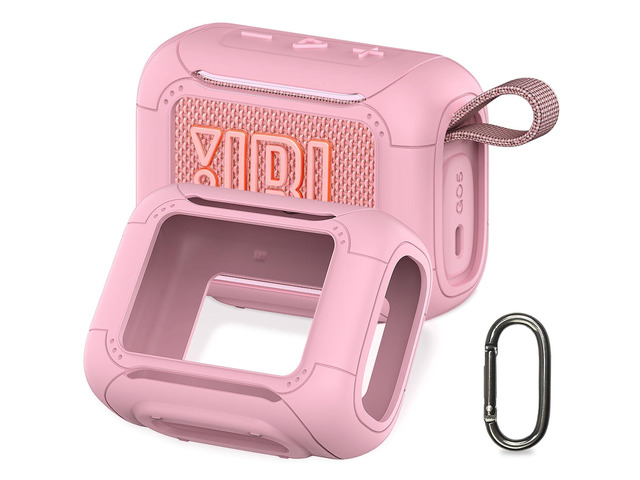Silicone Cover Case for JBL Go 5 Bluetooth Portable Speaker Go 5 Speaker Accessories, Protective Case with Metal Carabiner, Shockproof and...