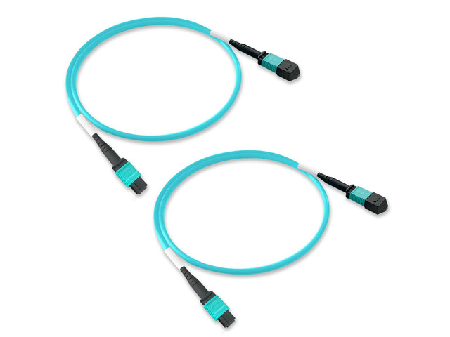 2Pcs 0.5m MPO Fiber Optic Patch Cord, OM3-150 Multi-Mode Cable Jumper Plug, Female to Female, 12 Core 6 Channel Type B, PC end face, LSZH 3.0mm,...