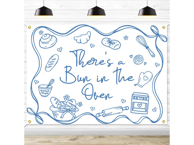 There's a Bun in The Oven Backdrop Bun in The Oven Baby Shower Party Photography Background Bread Baby Shower Party Decorations,7 * 5Ft