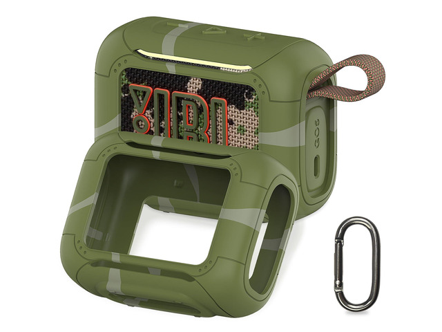 Silicone Cover Case for JBL Go 5 Portable Bluetooth Speaker Go 5 Speaker Accessories, Protective Case with Metal Carabiner, Shockproof and...