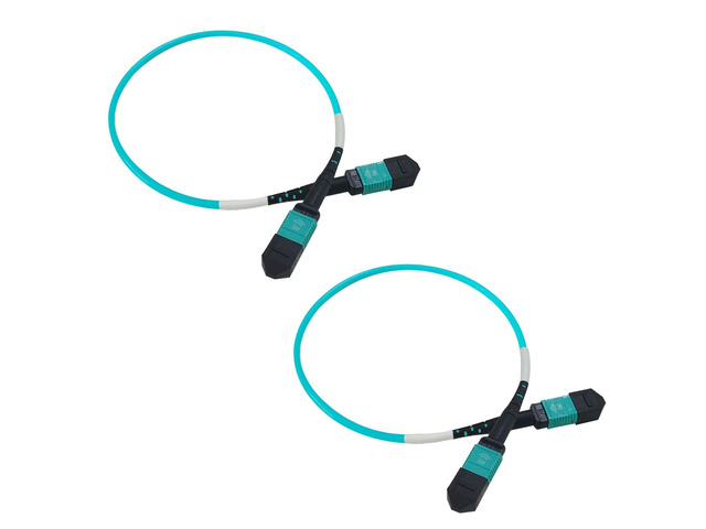 2Pcs 0.3m MPO Fiber Optic Patch Cord, OM3-150 Multi-Mode Cable Jumper Plug, Female to Female, 12 Core 6 Channel Type B, PC end face, LSZH 3.0mm,...