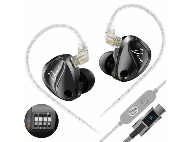 KZ Duonic Wired Hybrid Driver HiFi in-Ear Headphones Earbuds for Audiophiles, 0.78 Detachable Cable, Tunable 4 Level Sound (DSP with mic, Black...