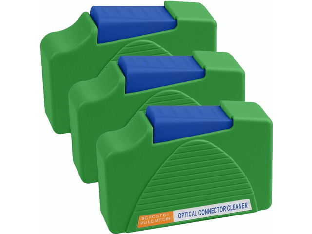Fiber Cleaner Box - 3 Pack FTTH Fiber Optic Cleaning Box for FC & SC & LC End Faces & Optical Connectors -Over 500 Times Anti Static Clean Swab, Green