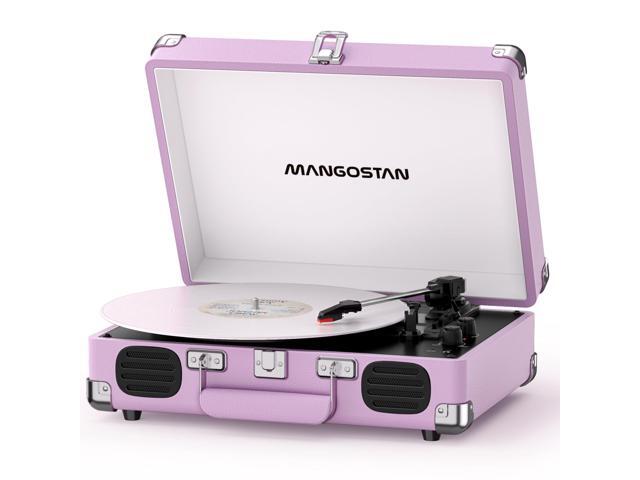 Purple Bluetooth Suitcase Record Player, 3-Speed Turntable Vintage purple suitcase style with Bluetooth, 3-speed playback, built-in speakers,...