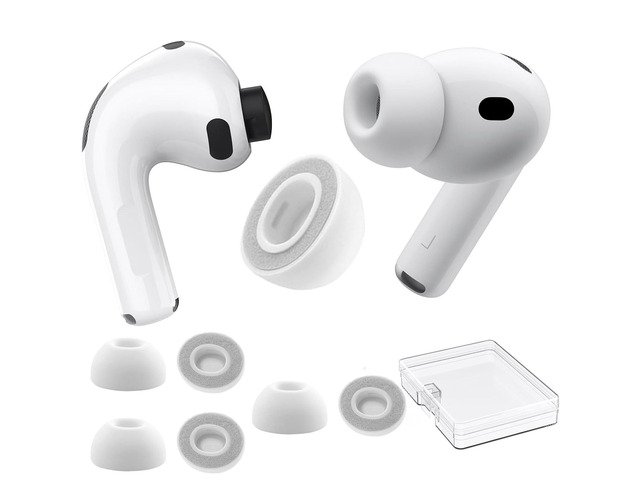 3 Pairs Ear Tips for AirPods Pro 3, Upgraded Memory Foam & Silicone Hybrid Ear Tips, Noise Cancelling Earbuds Cover, Fits in The Charging Case (Grey,...