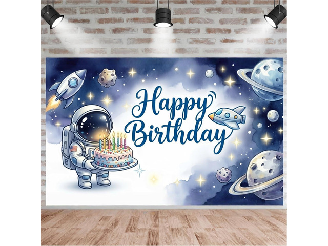 Happy Birthday Backdrop Astronaut Backdrops Photography Background Banner