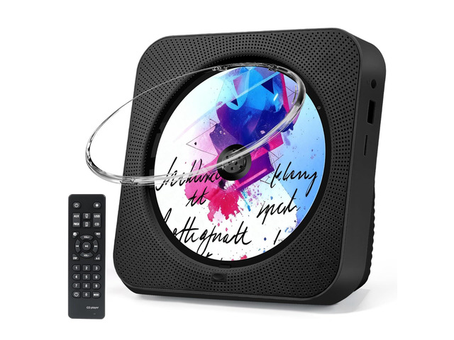 CD Player Portable Bluetooth Desktop CD Player for Home, Black HiFi stereo sound LED display Timer FM radio AUX/USB/TF interface ...