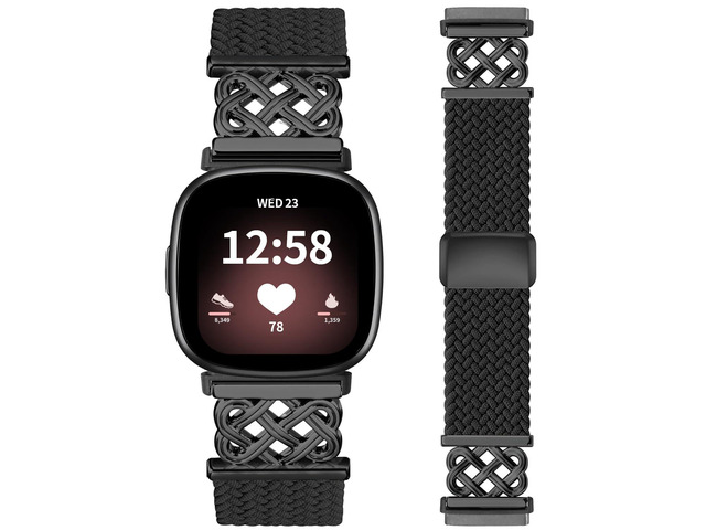 Celtic Heart Knot Braided Band Compatible with Fitbit Versa 4/Versa 3/Sense 2/Sense Bands for Women Men, Elastic Nylon Sport Loop Adjustable...