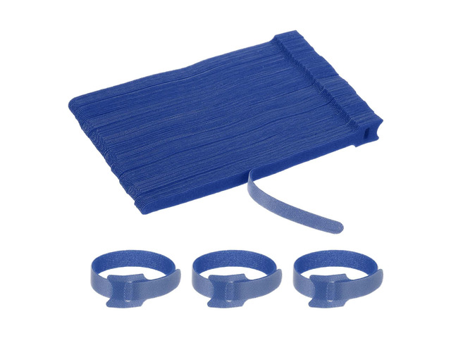 8 Inch Reusable Cable Ties, 100 Pcs Adjustable Fastening Hook and Loop Straps Cord Management Wire Wrap Organizer for Home Office Cables, Blue