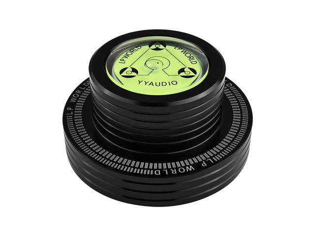 Record Weight Turntable Weight Stabilizer Black 285g/10oz Aluminum Alloy, Bubble Level, Speed Test 50HZ, Non-Slip Base, for Vinyl LP Disc