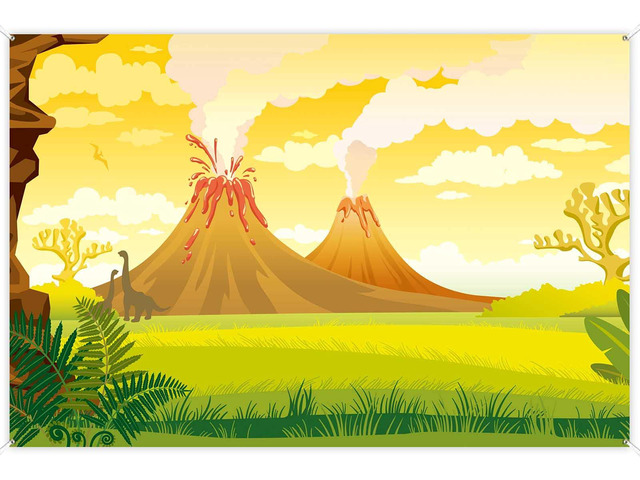 Tanystropheus Tyrannosaurus Rex Dinosaur Banner Backdrop Background Photo Booth Props Volcano Tropical Dino T-REX Theme Decor for Safari Wild One...