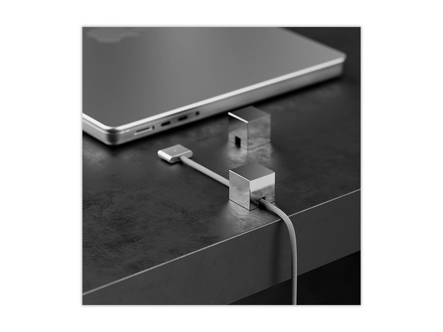 (2 PCS - Silver) Metal Cord Holder, Weighted Cable Organizer or Management, Heavy Wire Keeper for Nightstand, Desk, Bedside Table - Cube Cords...