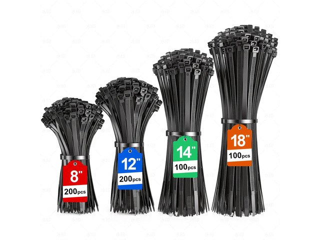 600 Pack Zip Ties Heavy Duty Assorted Sizes, Black UV Resistant Self-Locking Nylon Zip Ties for Indoor Outdoor Wire Management, Home, Office,...